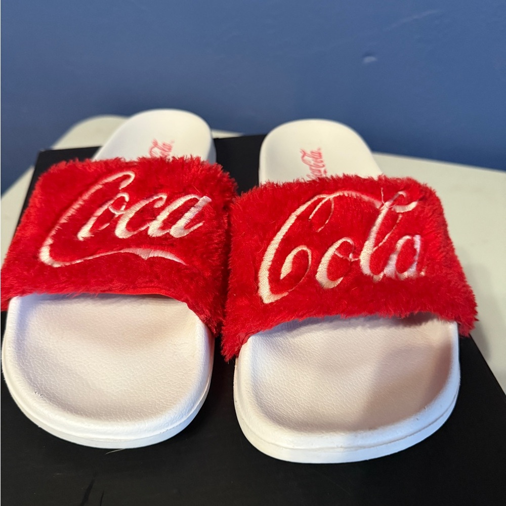 Coca-Cola Red Fuzzy Slides